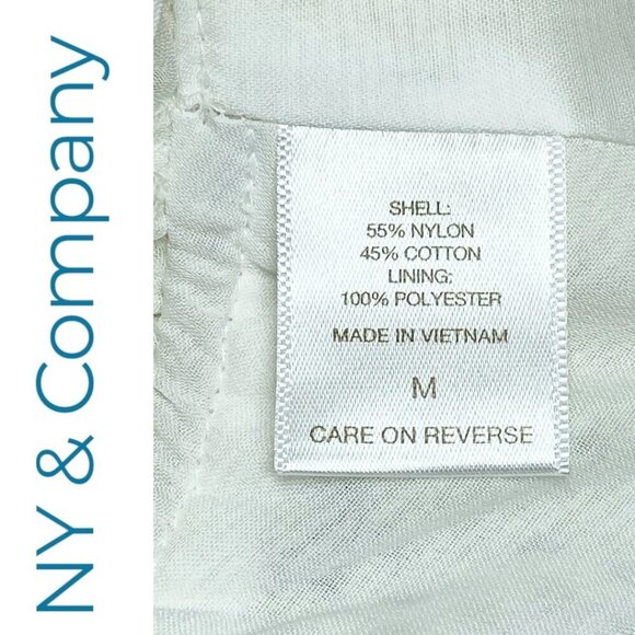 NWT NEW YORK & COMPANY EVA MENDES WHITE EYELET PEPLUM BLOUSE, SIZE MEDIUM - Picture 4 of 8